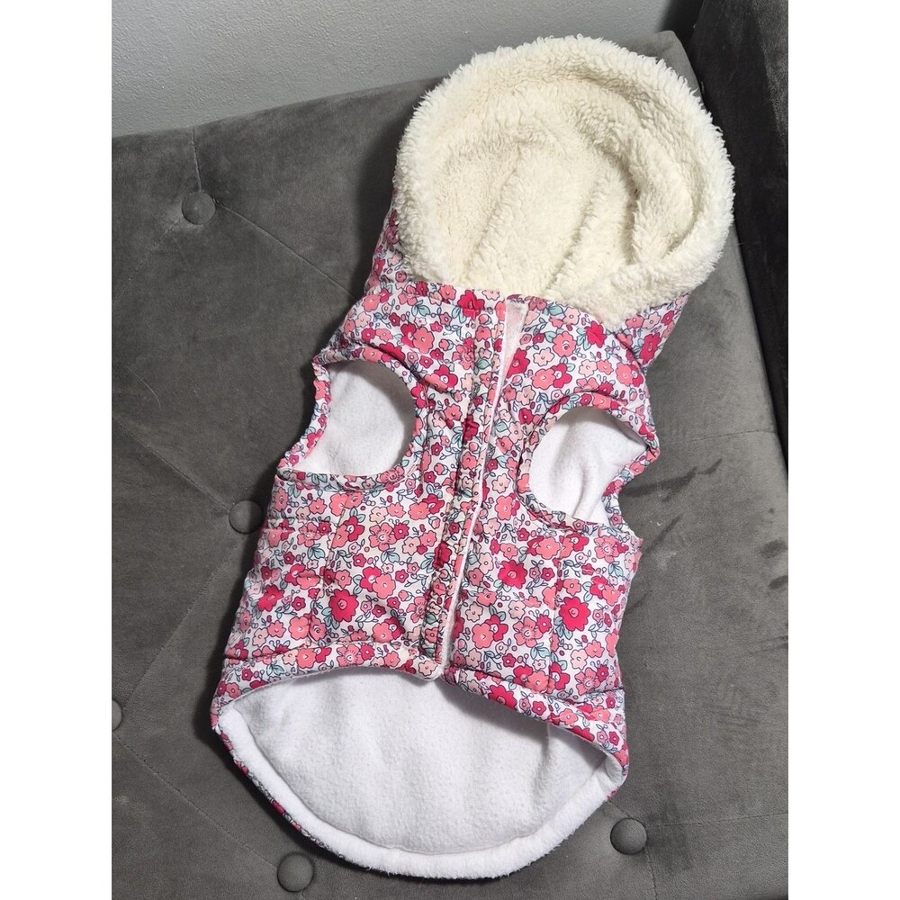 Pink Floral Sherpa-Lined Dog Vest Clothing